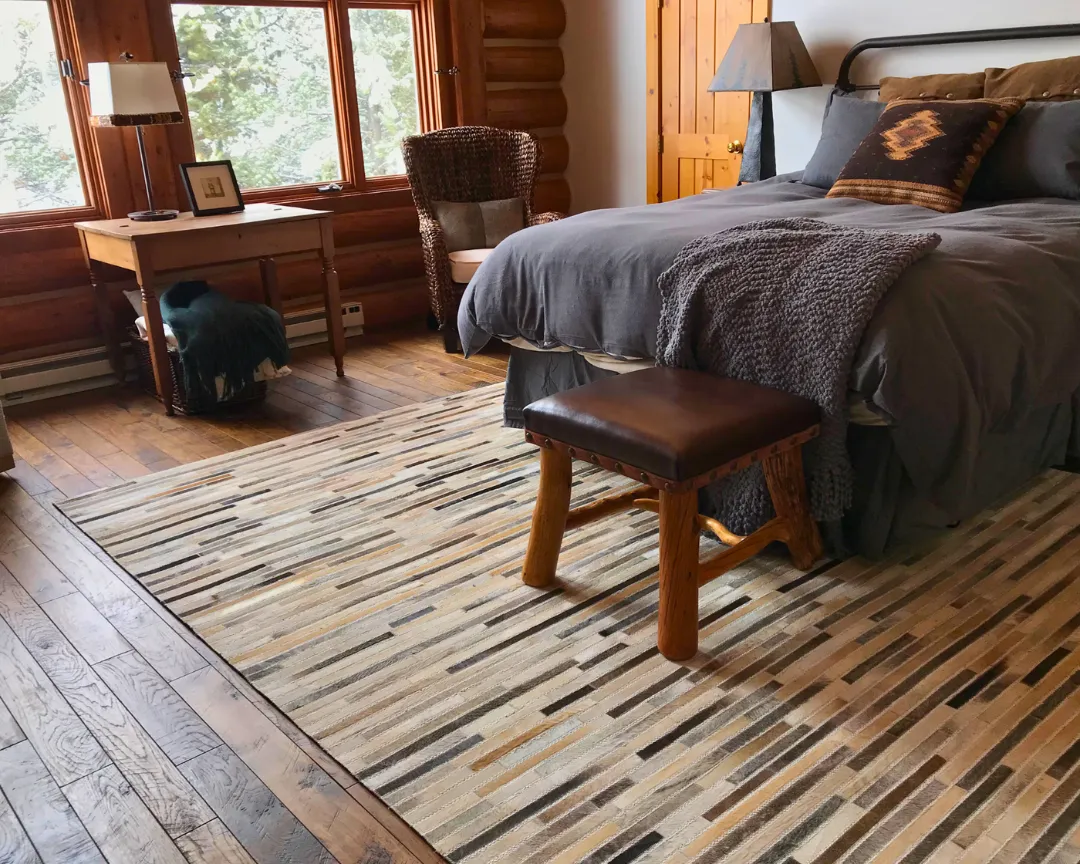 Custom area rug in bedroom